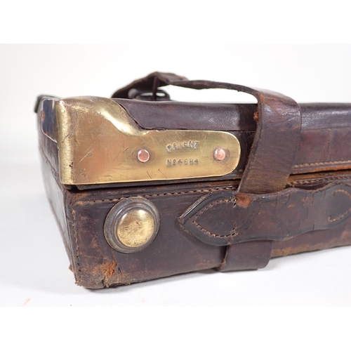 487 - A leather brass bound fitted Gun Case by John Dickson, Edinburgh A/F 2ft 9in W x 9in D