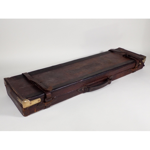 487 - A leather brass bound fitted Gun Case by John Dickson, Edinburgh A/F 2ft 9in W x 9in D