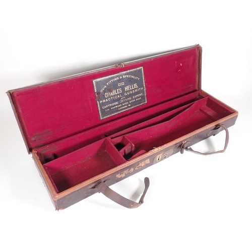 488 - A leather fitted Gun Case by Charles Hellis A/F 2ft 6 1/2in W x 8 1/2in D