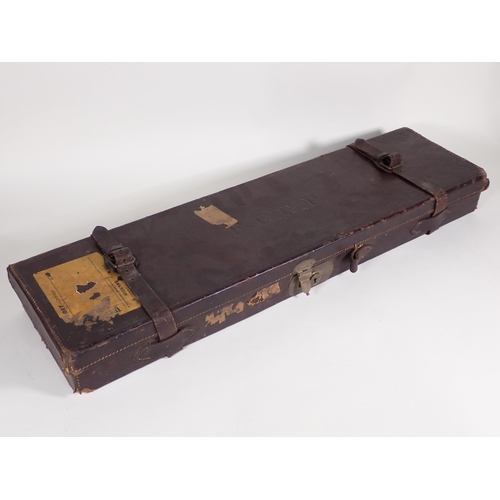 488 - A leather fitted Gun Case by Charles Hellis A/F 2ft 6 1/2in W x 8 1/2in D