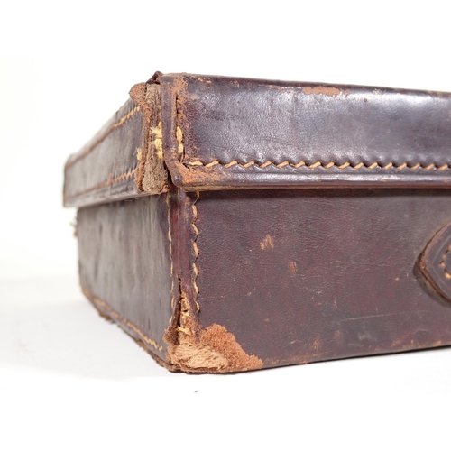 488 - A leather fitted Gun Case by Charles Hellis A/F 2ft 6 1/2in W x 8 1/2in D