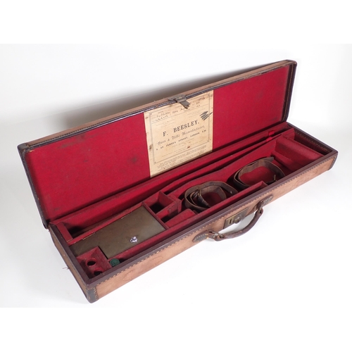 489 - A canvas fitted Gun Case for J. Beesley made for Hinton of Taunton 1944, blocked for 30in barrels, l... 