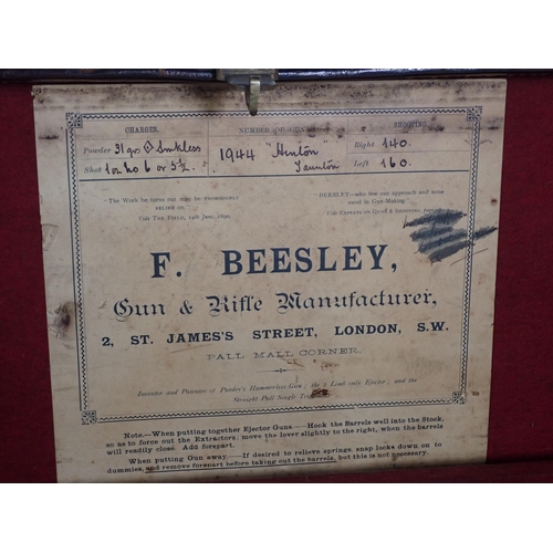 489 - A canvas fitted Gun Case for J. Beesley made for Hinton of Taunton 1944, blocked for 30in barrels, l... 