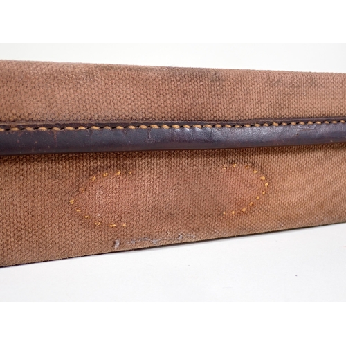 489 - A canvas fitted Gun Case for J. Beesley made for Hinton of Taunton 1944, blocked for 30in barrels, l... 