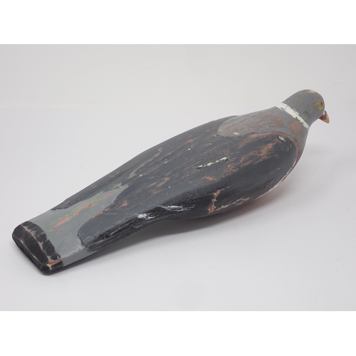 494 - A vintage carved and painted Woodpigeon Decoy 13in L