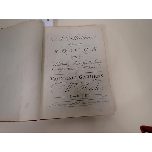 51 - HOOKE James. A Collection of Favourite Songs sung by Mr Darley, Mr Duffy, Miss Leary, Milne and Addi... 