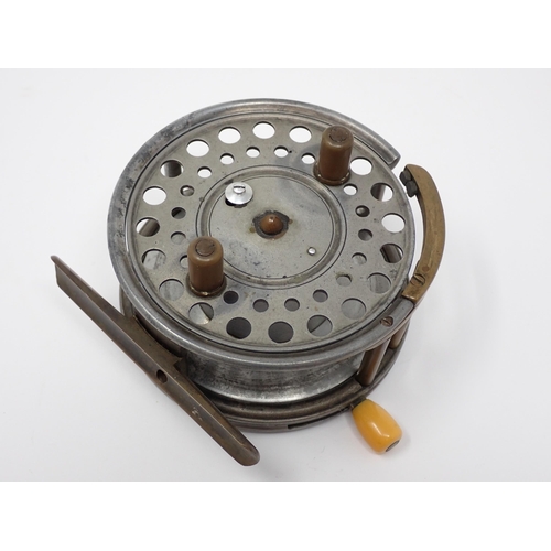 531 - A Hardy Bros. 'Silex Major' 4 1/4in wide spool Reel with factory brass brake