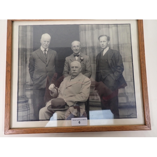 6 - A framed Photograph of Sir Edward Elgar seated wit Cathedral Organists, Ivor Atkins, Percy Hull and ... 