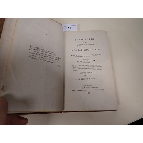 66 - MORE HANNAH, Strictures on the Modern System of Female Education, 7th edition, pub. London 1799, ful... 