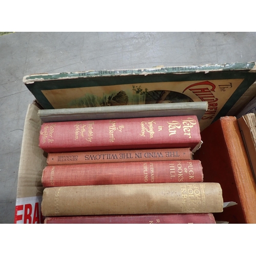 79 - BOX of assorted children's volumes including Rudyard Kipling, Peter Pan illustrated Arthur Rackham e... 