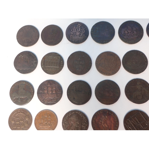 133 - A collection of Trade Tokens, 17th-19th Century, to include Bristol 1662 Farthing, a Wellington Coss... 