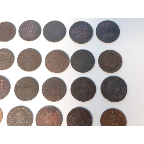 133 - A collection of Trade Tokens, 17th-19th Century, to include Bristol 1662 Farthing, a Wellington Coss... 