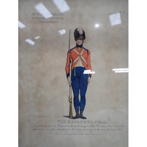 389 - Thirteen framed Prints of early 19th Century London Volunteer Regiments, a framed Photograph of Boer... 