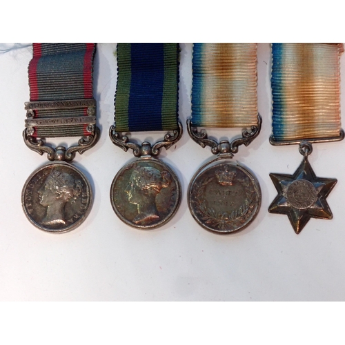 400 - A group of four Victorian Miniature Medals comprising; Army of the Punjab Medal with bars 'Chilianwa... 