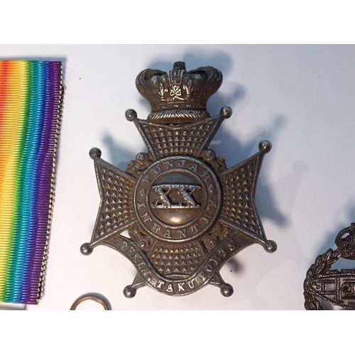 401 - A Victorian Officer's Helmet Plate to XX Punjab Infantry, two Tank Regiment Collar Badges, WWII War ... 