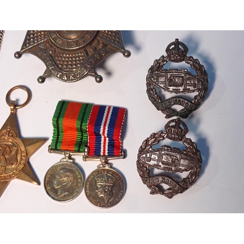 401 - A Victorian Officer's Helmet Plate to XX Punjab Infantry, two Tank Regiment Collar Badges, WWII War ... 