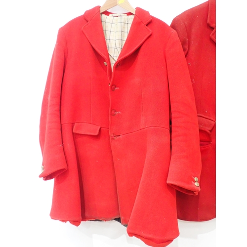 481 - Two scarlet gentleman's Hunting Jackets, one with Albrighton Hunt Buttons