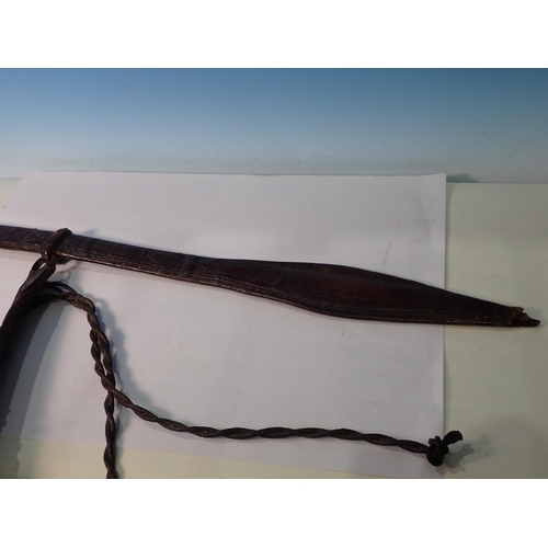 624 - A very fine Sudanese Sword, Kaskara in tooled leather scabbard