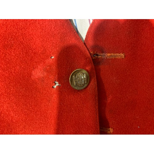 505 - A Hawkstone Otter Hounds scarlet Waistcoat with four buttons, another scarlet Waistcoat with unmarke... 