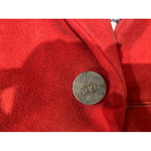 506 - A scarlet Hunting Coat with four Radnor & West Herefordshire Hunt Buttons, another with two Peshawar... 