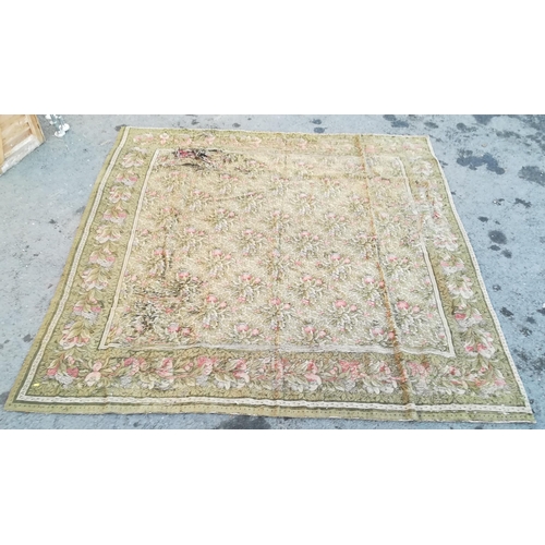 522 - A large antique embroidered Carpet with floral design 9ft 10in