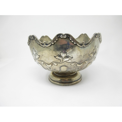 103 - An Edward VII silver Rose Bowl leafage embossed, presentation inscription, Sheffield 1909, 377gms