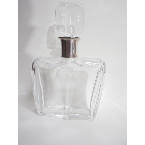 114 - An Art Deco cut glass Cologne Bottle with Continental silver neck, marked 835