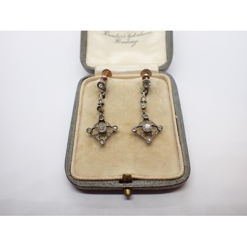 184 - A pair of Edwardian Ear Pendants set paste on screw fittings