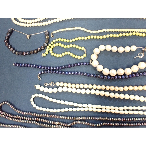 203 - A collection of bead and freshwater pearl Necklaces in various colours