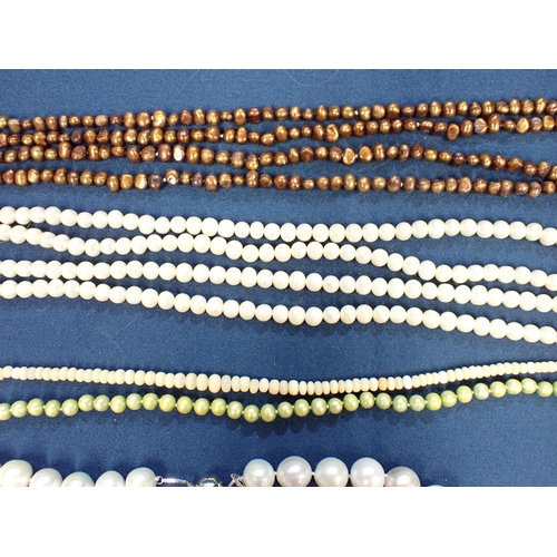 203 - A collection of bead and freshwater pearl Necklaces in various colours