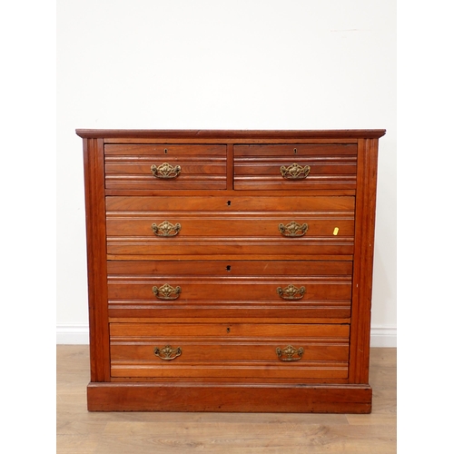 236 - A late Victorian walnut Chest of two short and three long drawers on plinth base 3ft 4in W x 3ft 3in... 