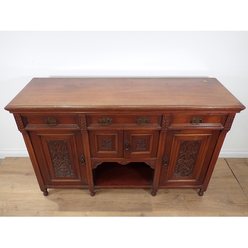 238 - A Victorian walnut dog kennel Sideboard fitted three frieze drawers above two pairs of cupboard door... 