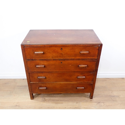 242 - A 20th Century oak veneered Chest of four long drawers