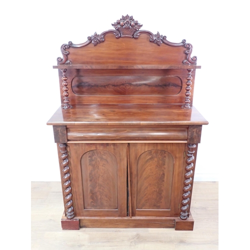 243 - A Victorian mahogany Chiffonier with raised gallery back fitted pair of cupboard doors between barle... 