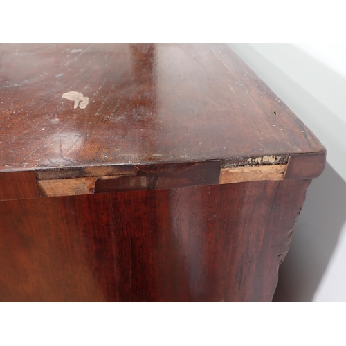 25 - A 19th Century mahogany and inlaid Chest of two short and three long drawers mounted upon shaped oge... 