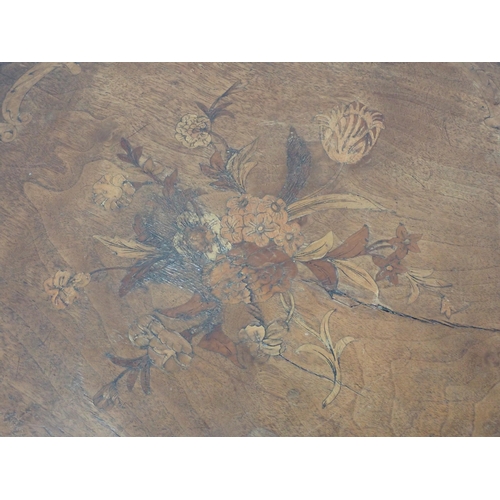 260 - A 19th Century mahogany and marquetry Pillar Table, with floral and scrolled designs to the top, on ... 