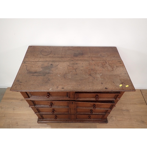 275 - An antique oak Chest of two short and three long drawers with moulded drawer fronts, 3ft 6in W x 3ft... 