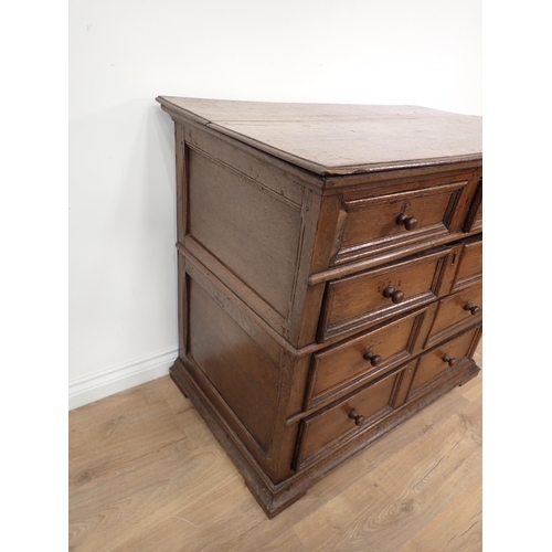 275 - An antique oak Chest of two short and three long drawers with moulded drawer fronts, 3ft 6in W x 3ft... 