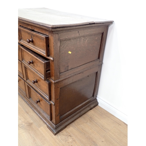 275 - An antique oak Chest of two short and three long drawers with moulded drawer fronts, 3ft 6in W x 3ft... 