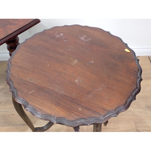 278 - An Edwardian two tier Occasional Table with pie-crust top, 2ft diam. and a mahogany Side Table with ... 