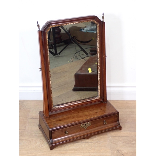 287 - A 19th Century mahogany Dressing Mirror with gilt slip, the base fitted drawer on bracket supports, ... 