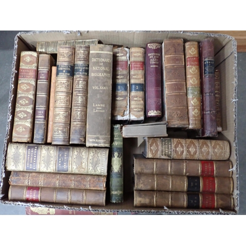 41 - Two Boxes of leather bound Antiquarian Books including 