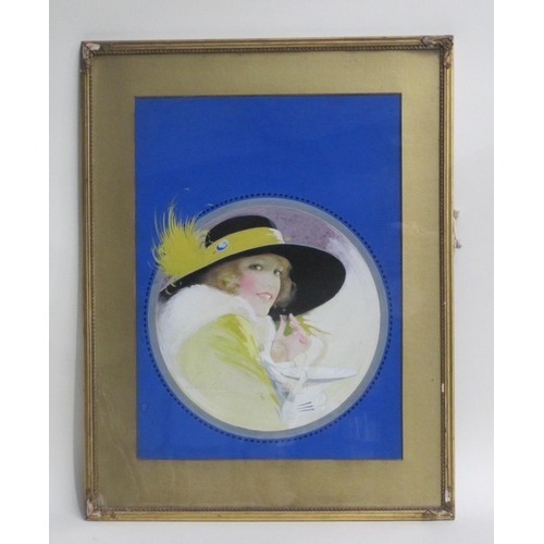 411 - ENGLISH SCHOOL, c.1920. A Young Beauty, indistinctly signed Leslie Ellis (?), watercolour and gouach... 