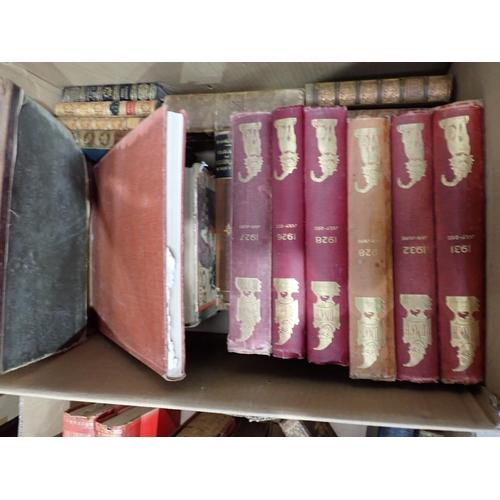 42 - Three Boxes of leather bound Antiquarian Books including, 