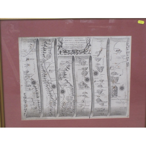 421 - JOHN SPEEDE. Map of Denbighshire, engraved Map, coloured, pl. 15 x 20in; a strip Map by John Ogilby ... 