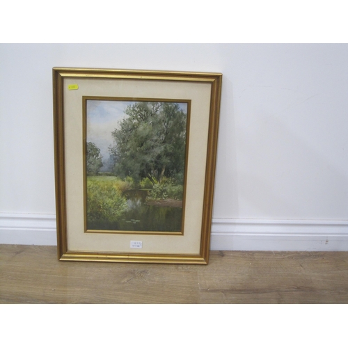 422 - J.A. BATES. By a River; and A Field Pond, signed, watercolour, 14 x 10 1/2in; two (2)