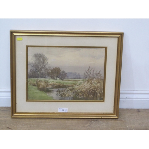 422 - J.A. BATES. By a River; and A Field Pond, signed, watercolour, 14 x 10 1/2in; two (2)