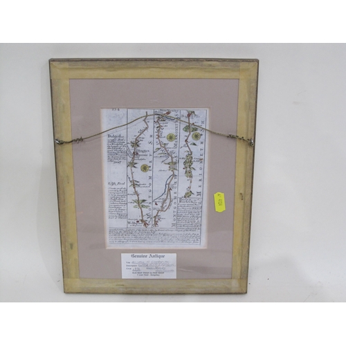 423 - An engraved Map, coloured, titled 'The Road from Welshpool to Carnavon,' 7 1/2 x 5in