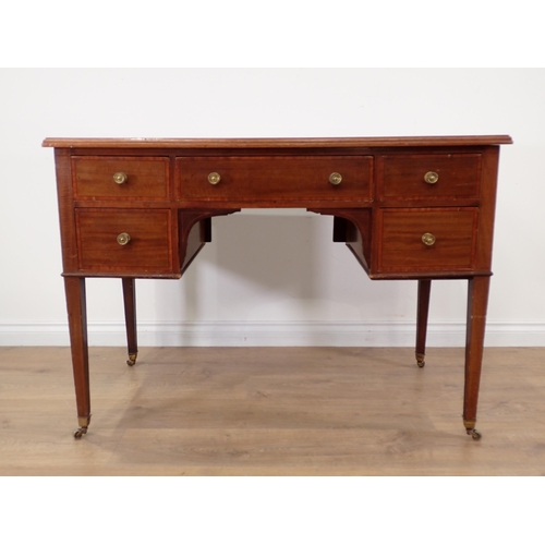 442 - A 19th Century mahogany and inlaid Desk fitted five drawers mounted upon square cut tapering support... 