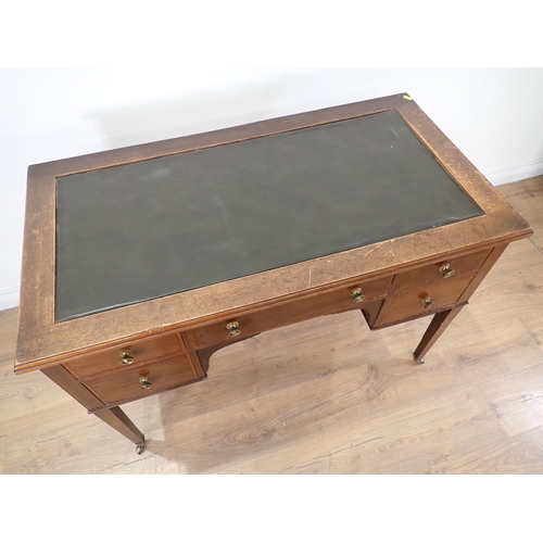 442 - A 19th Century mahogany and inlaid Desk fitted five drawers mounted upon square cut tapering support... 